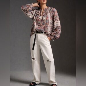 SUNDANCE: Mixed Print Blouse
